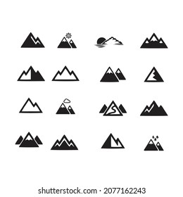 Modern thin line icons set of mountain. Premium quality symbols. Simple pictograms for web sites and mobile app. Vector line icons isolated on a white background.