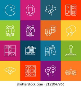 Modern thin line icons set of joy elements. Premium quality outline symbol collection. Simple mono linear pictogram pack. Stroke vector logo concept for web graphics