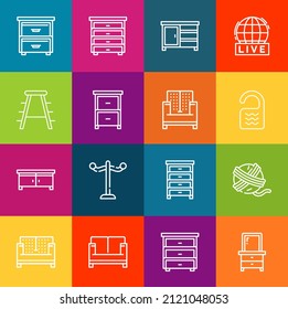 Iconos modernos de línea delgada conjunto de elementos acogedores. Colección de símbolos de esquema de calidad superior. Envase simple monolineal de pictogramas. Concepto de logotipo vectorial de Stroke para gráficos web