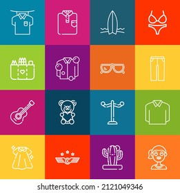 Modern thin line icons set of apparel elements. Premium quality outline symbol collection. Simple mono linear pictogram pack. Stroke vector logo concept for web graphics