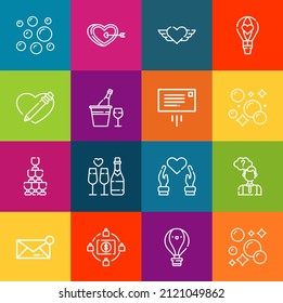 Modern thin line icons set of balloon elements. Premium quality outline symbol collection. Simple mono linear pictogram pack. Stroke vector logo concept for web graphics