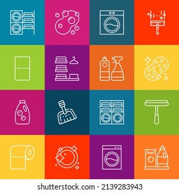 Modern thin line icons set of cleaner elements. Premium quality outline symbol collection. Simple mono linear pictogram pack. Stroke vector logo concept for web graphics