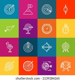 Modern thin line icons set of archer elements. Premium quality outline symbol collection. Simple mono linear pictogram pack. Stroke vector logo concept for web graphics