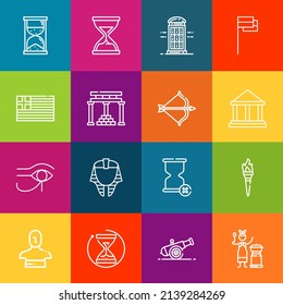 Conjunto de iconos modernos de línea delgada de elementos de historial. Colección de símbolos de esquema de calidad superior. Envase simple monolineal de pictogramas. Concepto de logotipo vectorial de Stroke para gráficos web