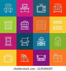 Modern thin line icons set of couch elements. Premium quality outline symbol collection. Simple mono linear pictogram pack. Stroke vector logo concept for web graphics