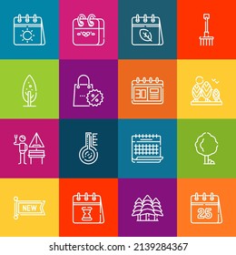 Modern thin line icons set of season elements. Premium quality outline symbol collection. Simple mono linear pictogram pack. Stroke vector logo concept for web graphics