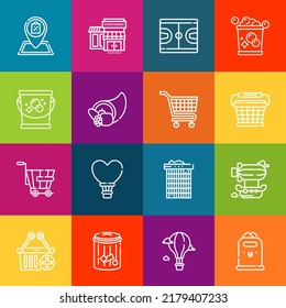 Modern thin line icons set of basket elements. Premium quality outline symbol collection. Simple mono linear pictogram pack. Stroke vector logo concept for web graphics