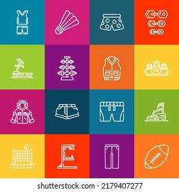 Modern thin line icons set of sports elements. Premium quality outline symbol collection. Simple mono linear pictogram pack. Stroke vector logo concept for web graphics