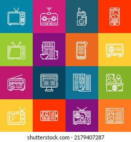 Conjunto de iconos modernos de línea delgada de elementos de canal. Colección de símbolos de esquema de calidad superior. Envase simple monolineal de pictogramas. Concepto de logotipo vectorial de Stroke para gráficos web