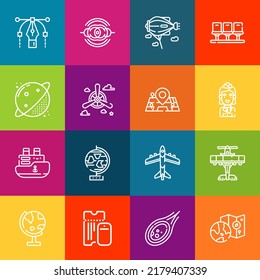 Conjuntos modernos de iconos de línea delgada de elementos de plano. Colección de símbolos de esquema de calidad superior. Envase simple monolineal de pictogramas. Concepto de logotipo vectorial de Stroke para gráficos web