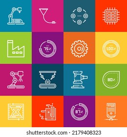 Modern thin line icons set of process elements. Premium quality outline symbol collection. Simple mono linear pictogram pack. Stroke vector logo concept for web graphics