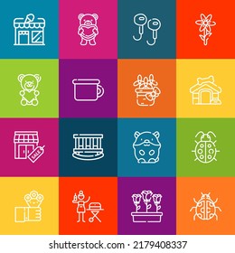 Modern thin line icons set of small elements. Premium quality outline symbol collection. Simple mono linear pictogram pack. Stroke vector logo concept for web graphics