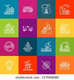 Modern thin line icons set of damage elements. Premium quality outline symbol collection. Simple mono linear pictogram pack. Stroke vector logo concept for web graphics