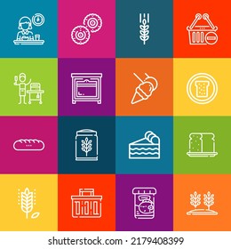 Modern thin line icons set of bread elements. Premium quality outline symbol collection. Simple mono linear pictogram pack. Stroke vector logo concept for web graphics