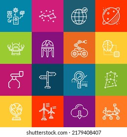 Modern thin line icons set of future elements. Premium quality outline symbol collection. Simple mono linear pictogram pack. Stroke vector logo concept for web graphics
