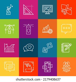Conjuntos modernos de iconos de línea delgada de elementos de punto. Colección de símbolos de esquema de calidad superior. Envase simple monolineal de pictogramas. Concepto de logotipo vectorial de Stroke para gráficos web