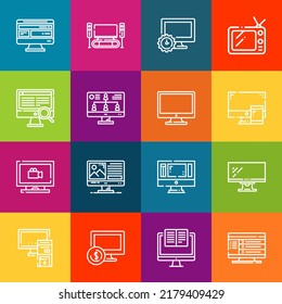 Modern thin line icons set of lcd elements. Premium quality outline symbol collection. Simple mono linear pictogram pack. Stroke vector logo concept for web graphics