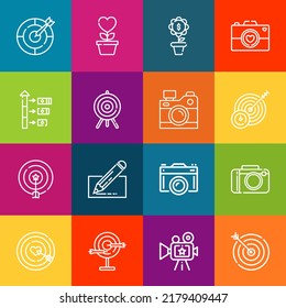 Modern thin line icons set of objective elements. Premium quality outline symbol collection. Simple mono linear pictogram pack. Stroke vector logo concept for web graphics