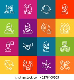 Modern thin line icons set of friendship elements. Premium quality outline symbol collection. Simple mono linear pictogram pack. Stroke vector logo concept for web graphics