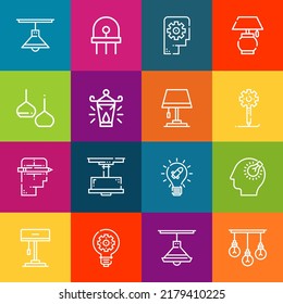 Modern thin line icons set of bulb elements. Premium quality outline symbol collection. Simple mono linear pictogram pack. Stroke vector logo concept for web graphics