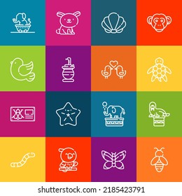 Modern thin line icons set of wildlife elements. Premium quality outline symbol collection. Simple mono linear pictogram pack. Stroke vector logo concept for web graphics