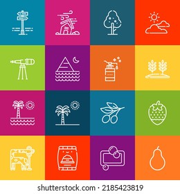 Modern thin line icons set of nature elements. Premium quality outline symbol collection. Simple mono linear pictogram pack. Stroke vector logo concept for web graphics