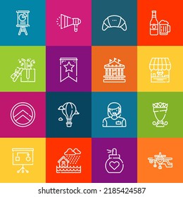 Modern thin line icons set of banner elements. Premium quality outline symbol collection. Simple mono linear pictogram pack. Stroke vector logo concept for web graphics