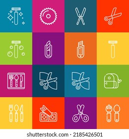 Modern thin line icons set of cutter elements. Premium quality outline symbol collection. Simple mono linear pictogram pack. Stroke vector logo concept for web graphics