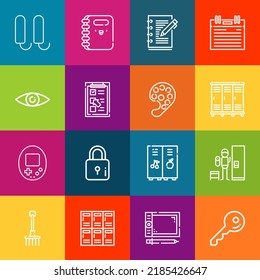 Conjunto moderno de iconos de línea delgada de elementos de almohadilla. Colección de símbolos de esquema de calidad superior. Envase simple monolineal de pictogramas. Concepto de logotipo vectorial de Stroke para gráficos web