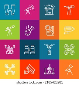 Modern thin line icons set of spy elements. Premium quality outline symbol collection. Simple mono linear pictogram pack. Stroke vector logo concept for web graphics