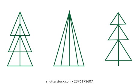 Modern thin line icons set of christmas tree. Vector