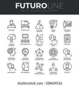 Modern Thin Line Icons Set Of Business People Management, Employee Organization. Premium Quality Outline Symbol Collection. Simple Mono Linear Pictogram Pack. Stroke Vector Logo Concept, Web Graphics.