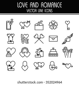 Modern thin line icons set of Valentine's Day. Isolated on white background. Simple linear pictogram. Vector illustration. Editable for your design.