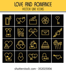 Modern thin line icons set of Valentine's Day. Isolated on white background. Simple linear pictogram. Vector illustration. Editable for your design.