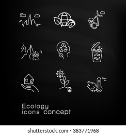 Modern thin line icons set of renewable energy, green technology, green education and pollution. Premium quality outline symbol collection. Stroke vector logo concept,web graphics.