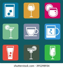 Modern thin line icons set of beverages icons, whiskey, vine, cocktail, vodka