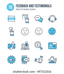 Modern thin line icons set of business, rating, vote and feedback, testimonials, reviews and support. Technology and methods of voting. Editable Stroke. Stroke vector logo concept for web graphic.