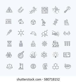 Modern thin line icons set of biochemistry research