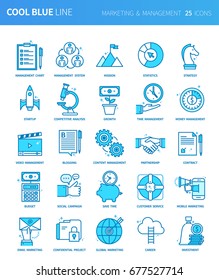 Modern thin line icons set of marketing & management. Premium quality outline symbol set. Simple linear pictogram pack. Editable line series