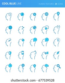 Modern thin line icons set of human features. Premium quality outline symbol set. Simple linear pictogram pack. Editable line series