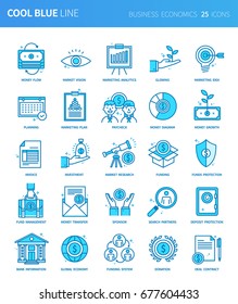 Modern thin line icons set of business economics. Premium quality outline symbol set. Simple linear pictogram pack. Editable line series