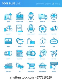 Modern thin line icons set of shopping & retail. Premium quality outline symbol set. Simple linear pictogram pack. Editable line series