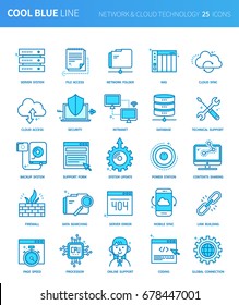 Modern thin line icons set of network & cloud technology . Premium quality outline symbol set. Simple linear pictogram pack. Editable line series