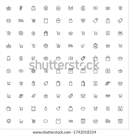 Modern thin line icons set of supermarket. Premium quality symbols. Simple pictograms for web sites and mobile app. Vector line icons isolated on a white background.