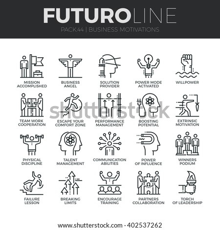 Modern thin line icons set of business discipline, performance and leadership. Premium quality outline symbol collection. Simple mono linear pictogram pack. Stroke vector logo concept for web graphics