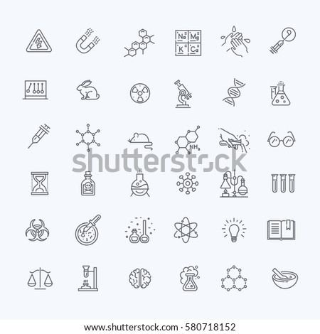 Modern thin line icons set of biochemistry research