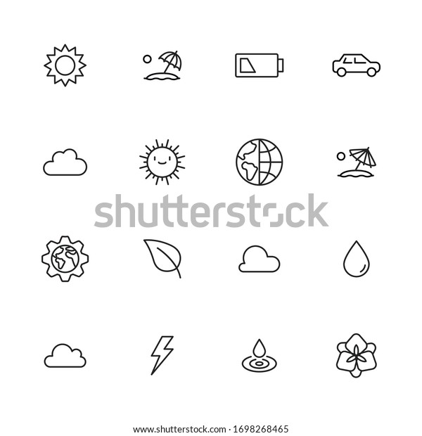 Modern thin line icons
set of global warming. Premium quality symbols. Simple pictograms
for web sites and mobile app. Vector line icons isolated on a white
background.
