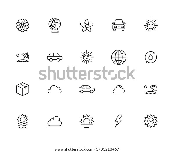 Modern thin line icons\
set of global warming. Premium quality symbols. Simple pictograms\
for web sites and mobile app. Vector line icons isolated on a white\
background.\
