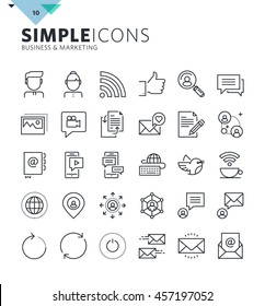 Modern thin line icons of social media and networking. Premium quality outline symbol collection for web and graphic design, mobile app. Mono linear pictograms, infographics and web elements pack.