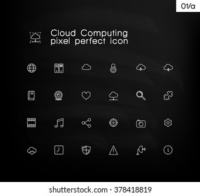 Modern thin line pixel perfect icons set. Cloud computing symbol collection. Simple linear pictogram pack.